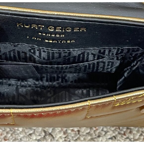 New Kurt Geiger Kensington Mini Bag Purse Gold Chain Quilted Eagle Head - Picture 8 of 11